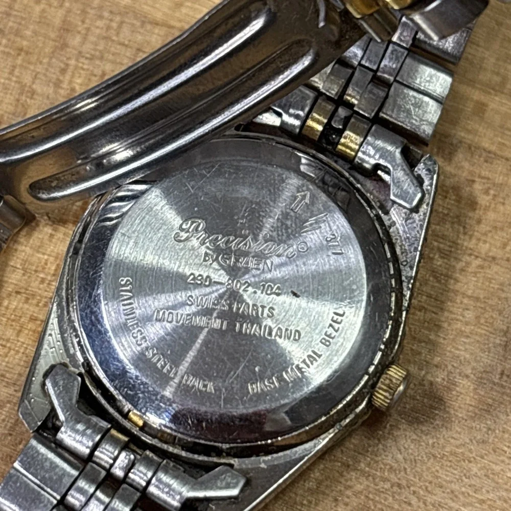 Vintage Gruen Precision Quartz Women's Two Tone Watch Tested Working